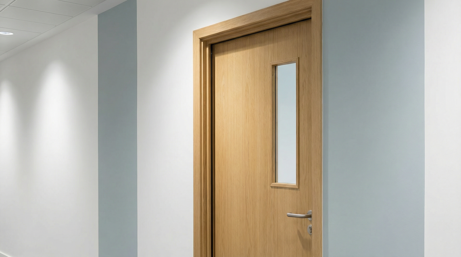 FDIS certified inspector examining a fire door in a Nottingham HMO property